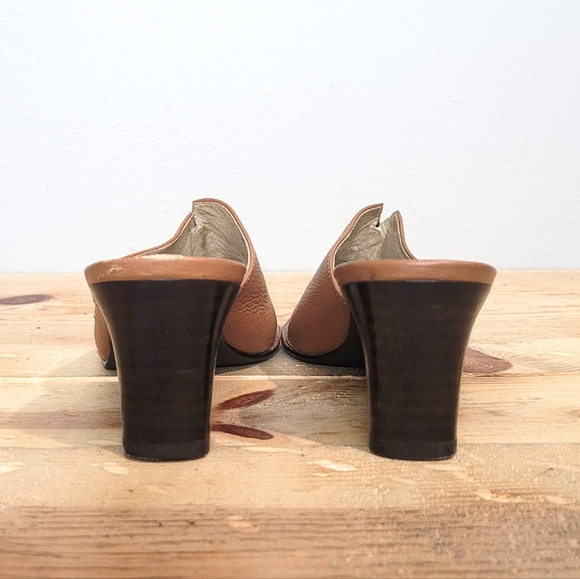 Ros Hommerson Brown Leather Mules White Stitching Women's Slip On Shoes Size 6 - Picture 3 of 11